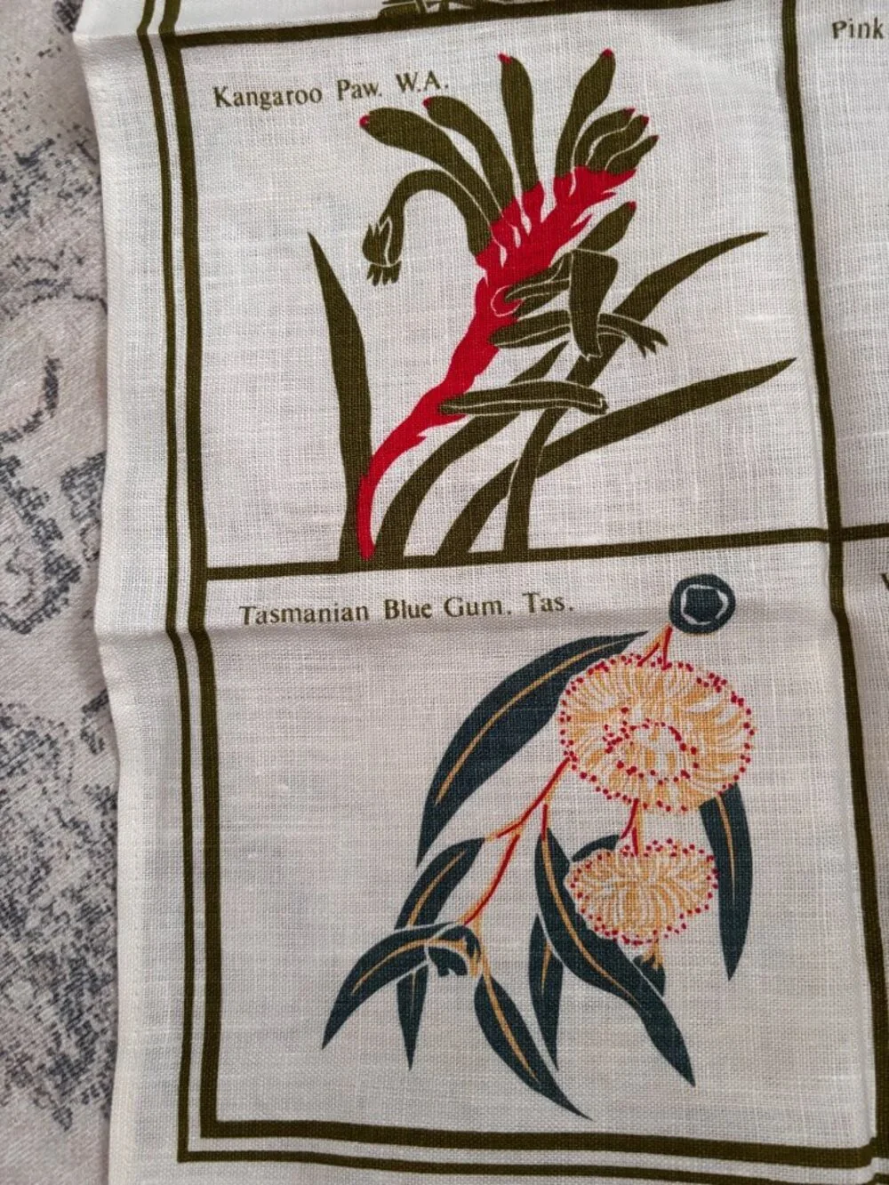 Australian Flowers Linen Tea Towel By Rodriguez - Pure Linen With Floral Print D